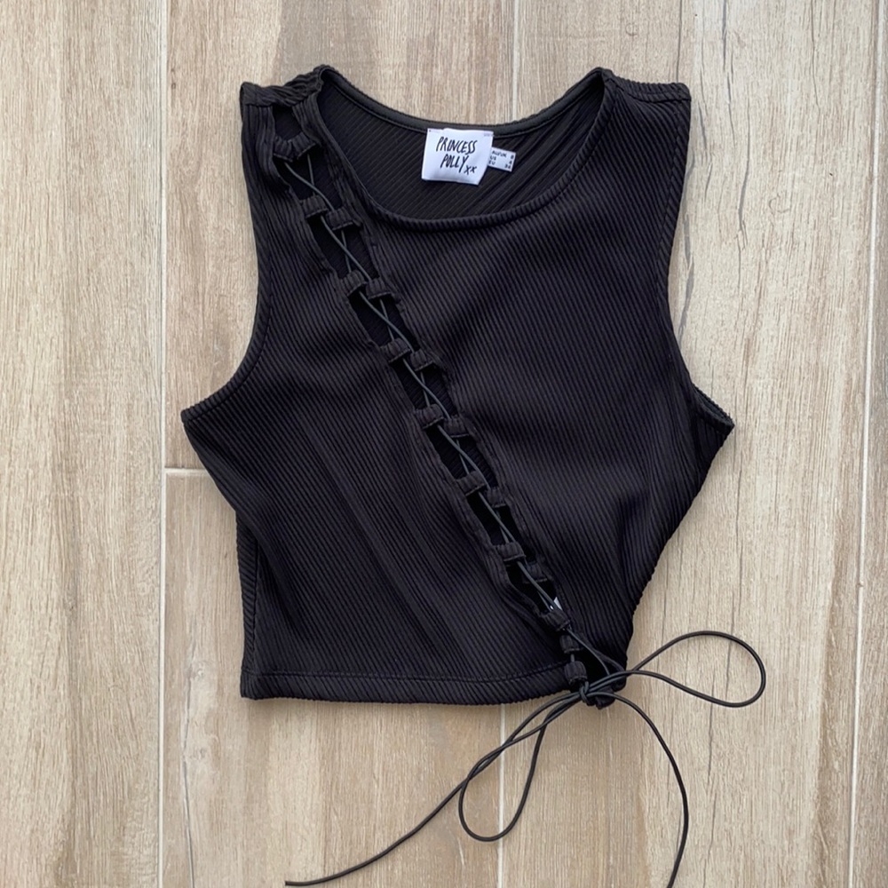 Princess Polly black lace up top